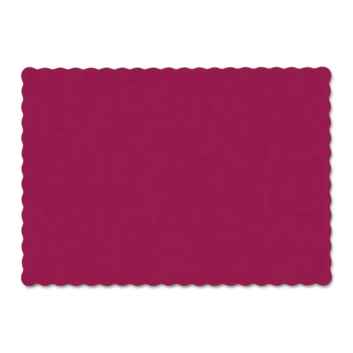 Hoffmaster® Solid Color Scalloped Edge Placemats, 9.5 X 13.5, Burgundy, 1,000/carton