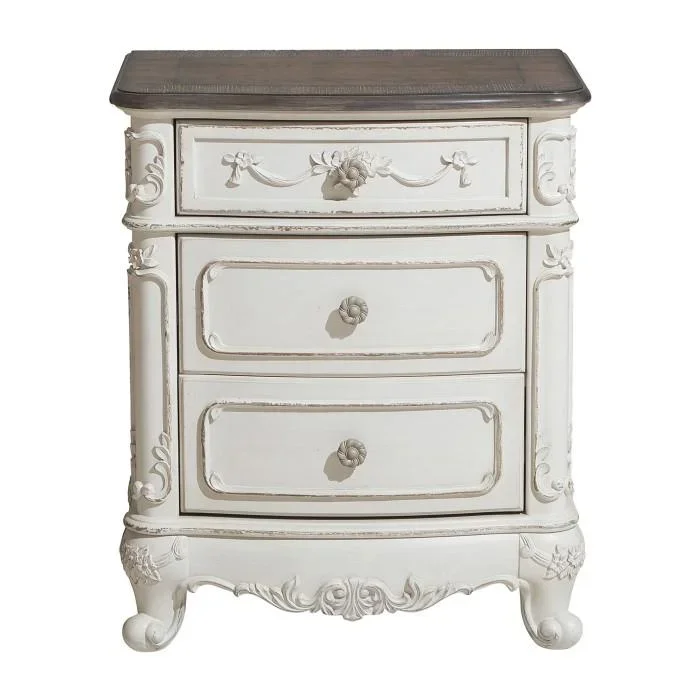 Homelegance Cinderella Night Stand in Antique White with Grey Rub-Through 1386NW-4