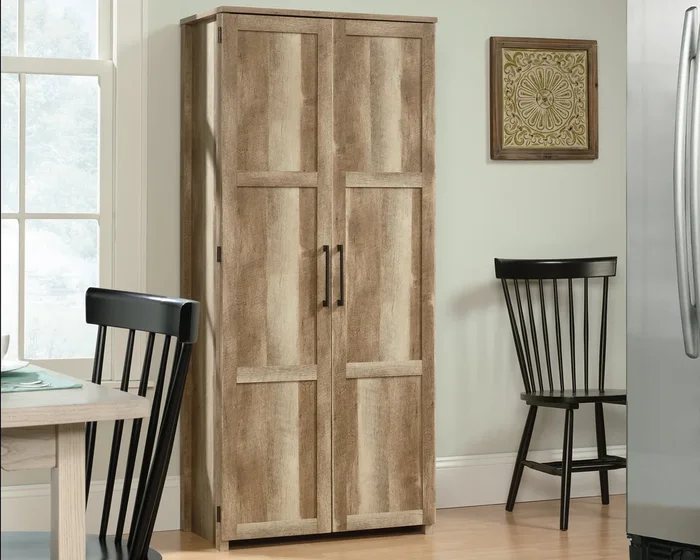 HomePlus Storage Cabinet in Lintel Oak – 4 Fixed Shelves, Framed Panel Doors, Multipurpose Utility Cabinet for Kitchen, Office, Garage & More