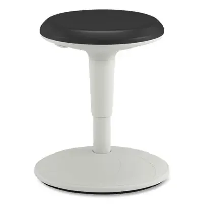 HON® Revel Adjustable Height Fidget Stool, Backless, Supports Up to 250 lb, 13.75″ to 18.5″ Seat Height, Black Seat, White Base
