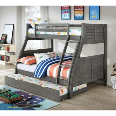 HOOPLE Twin/Full Bunk Bed, Antique Gray / CM-BK963GY-BED