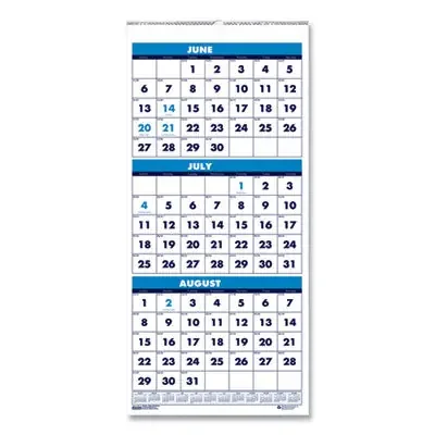 House of Doolittle™ Academic Year Recycled Three-Month Format Wall Calendar, Vertical 8 x 17, White Sheets, 14-Month (June to July) 2024-2025