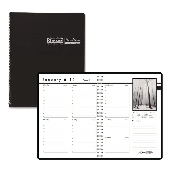 House of Doolittle™ Black-on-White Photo Weekly Appointment Book, Landscape Photography, 11 x 8.5, Black Cover, 12-Month (Jan to Dec) 2025