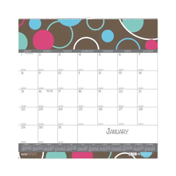 House of Doolittle™ Recycled Bubbleluxe Wall Calendar, Bubbles Artwork, 12 x 12, White/Multicolor Sheets, 12-Month (Jan to Dec) 2025