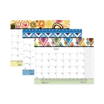 House of Doolittle™ Recycled Desk Pad Calendar, Geometric Artwork, 22 x 17, White Sheets, Black Binding/Corners,12-Month (Jan to Dec) 2025