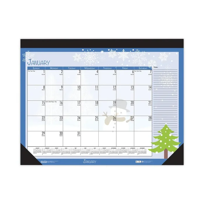 House of Doolittle™ Recycled Desk Pad Calendar, Illustrated Seasons Artwork, 18.5 x 13, Black Binding/Corners,12-Month (Jan to Dec) 2025