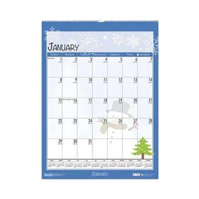 House of Doolittle™ Recycled Seasonal Wall Calendar, Illustrated Seasons Artwork, 12 x 16.5, 12-Month (Jan to Dec) 2025