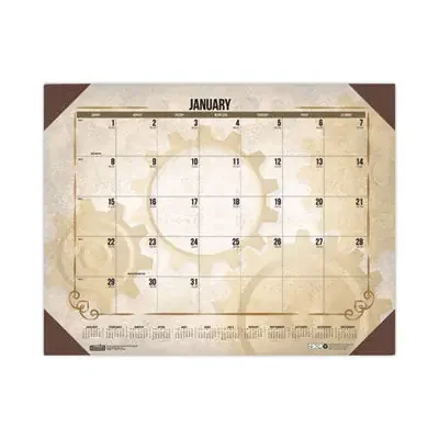 House of Doolittle™ Recycled Vintage Desk Pad Calendar, Vintage Artwork, 22 x 17, Sepia Sheets, Brown Corners, 12-Month (Jan-Dec) 2025