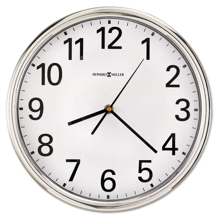 Howard Miller® Hamilton Wall Clock, 12″ Overall Diameter, Silver Case, 1 Aa (sold Separately)