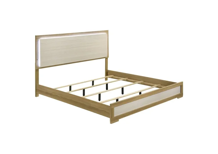 Hyland Eastern King Panel Bed LED Headboard Natural
