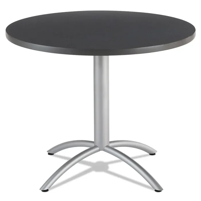 Iceberg CafeWorks Table, Cafe-Height, Round, 36″ x 30″, Graphite Granite Top, Silver Base