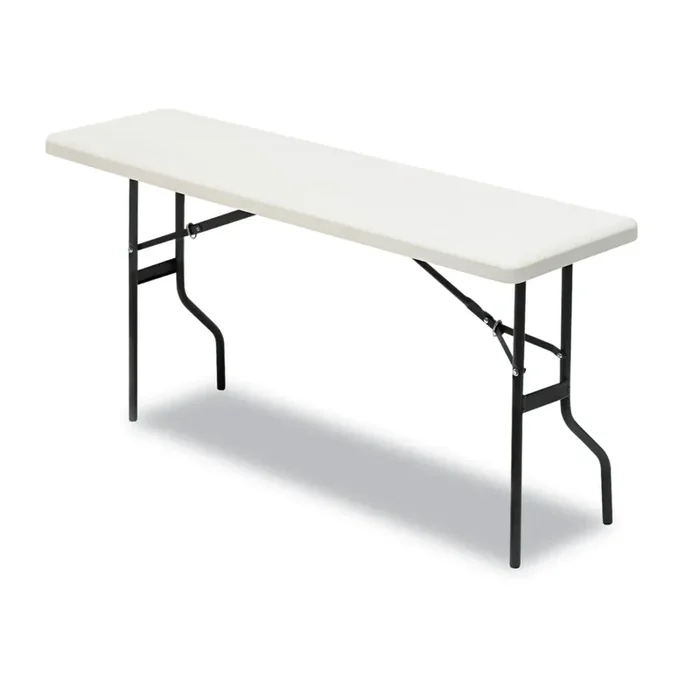 Iceberg IndestrucTable Classic Folding Table, Rectangular, 72″ x 18″ x 29″, Platinum