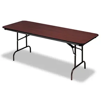 Iceberg OfficeWorks Commercial Wood-Laminate Folding Table, Rectangular, 72″ x 30″ x 29″, Mahogany