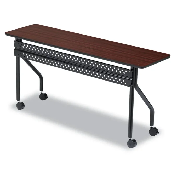 Iceberg OfficeWorks Mobile Training Table, Rectangular, 60″ x 18″ x 29″, Mahogany/Black