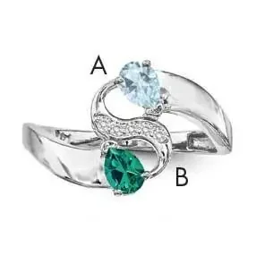 Imitation and Diamond Couple Ring Sterling Silver Rhodium-plated XMR89/2SS-8