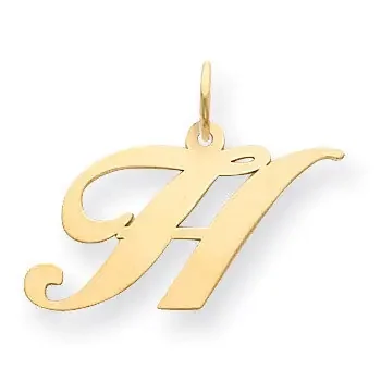 Initial H Charm 14K Gold Medium Fancy Script YC652H