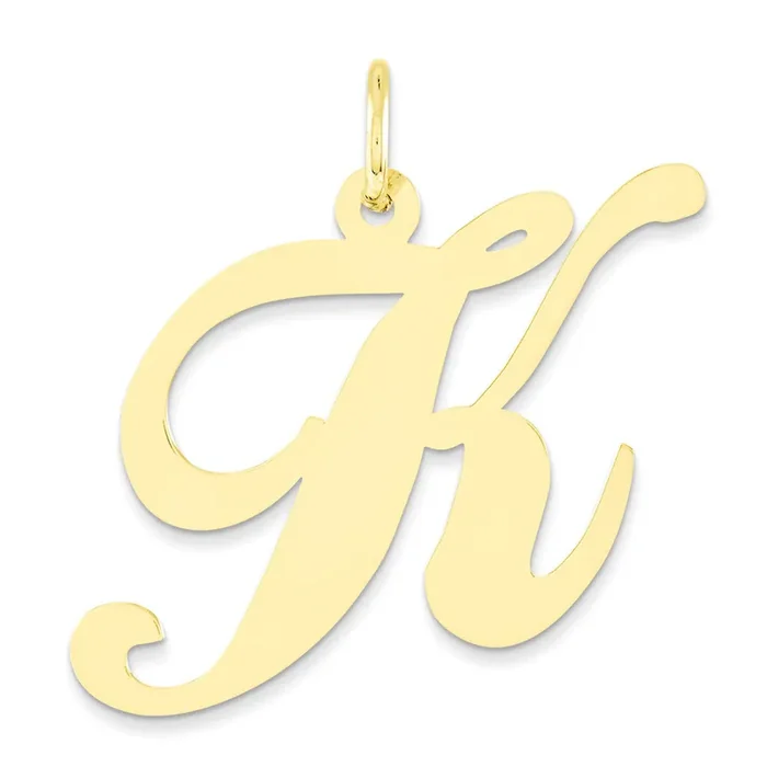 Initial K Charm 14k Gold Large Fancy Script YC654K
