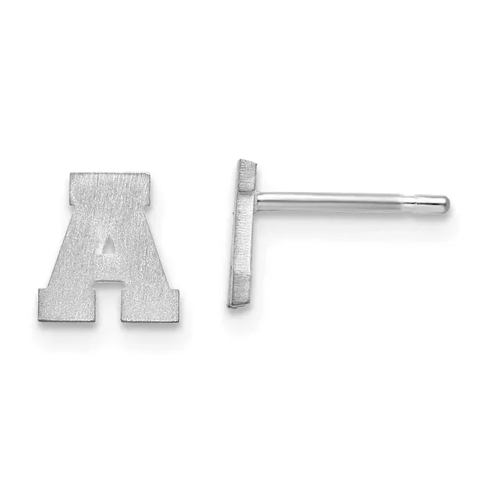 Initial Letter A Post Earrings 14k White Gold Laser Brushed XNE45W/A