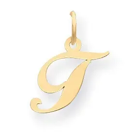 Initial T Charm 14K Gold Small Fancy Script YC650T