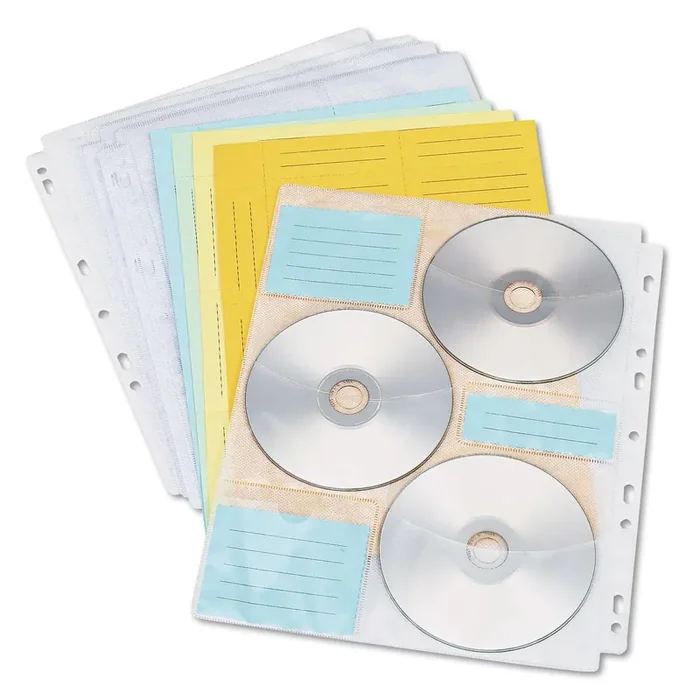 Innovera® Two-Sided CD/DVD Pages for Three-Ring Binder, 6 Disc Capacity, Clear, 10/Pack