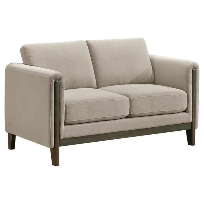 Islington – Fabric Upholstered Panel Arm Loveseat – Taupe