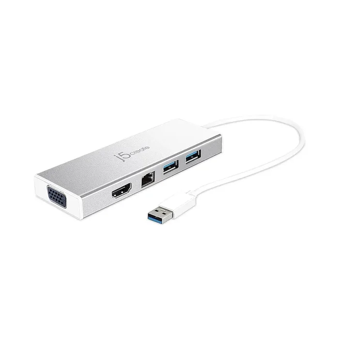 j5create® Dual Monitor Docking Station for PC/Mac, Silver