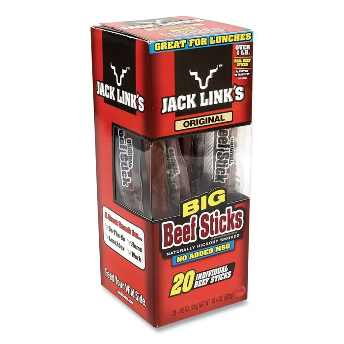 Jack Link’s Big Beef Sticks, 0.92 oz Sticks, 20 Sticks/Carton