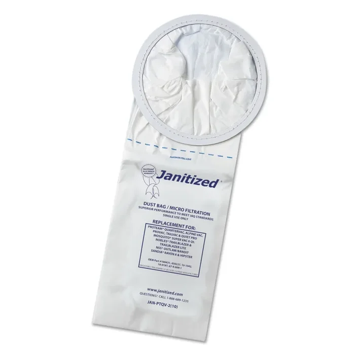 Janitized® Vacuum Filter Bags Designed to Fit ProTeam 6 qt QuarterVac, 100/Carton