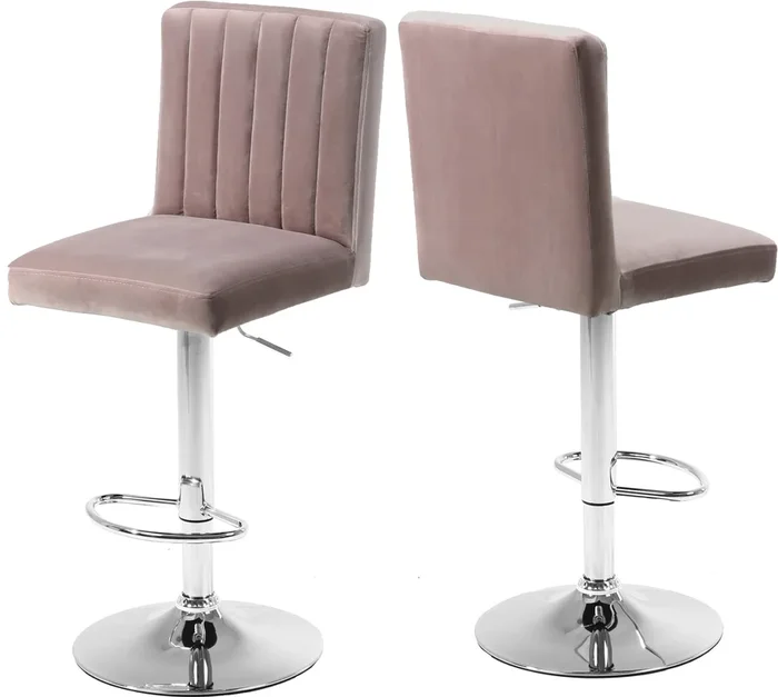Joel Pink Velvet Adjustable Stool