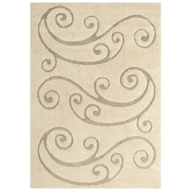Jubilant Sprout Scrolling Vine 5×8 Shag Area Rug / R-1148-58