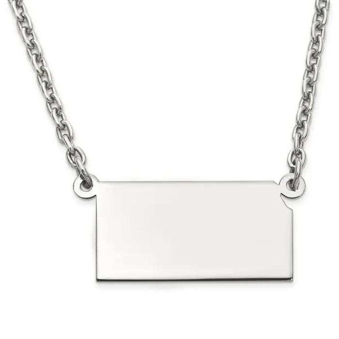Kansas State Pendant Necklace with Chain Sterling Silver Engravable XNA706SS-KS