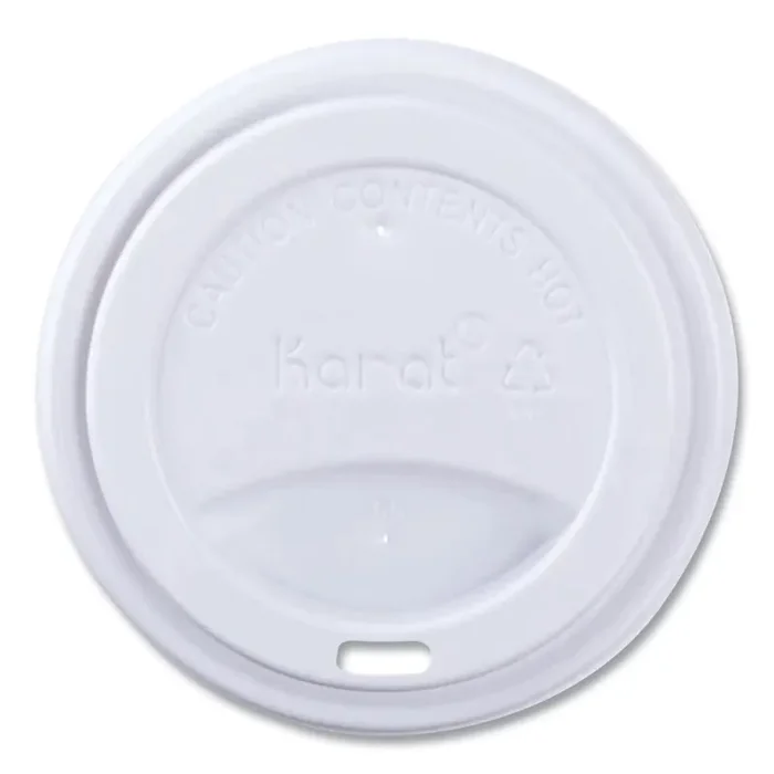 Karat® Hot Cup Lids, Sipper Lid, Fits 10 oz to 24 oz Hot Cups, Plastic, White, 1,000/Carton
