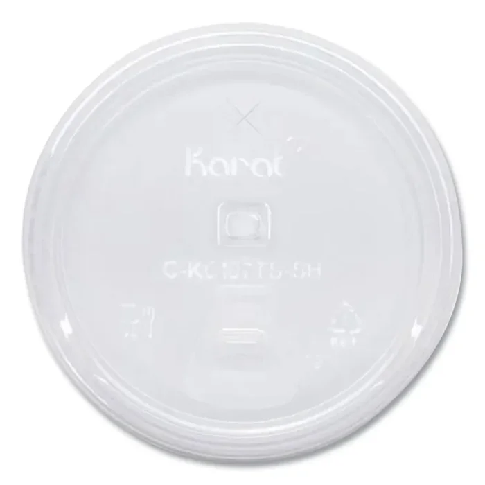 Karat® PET Lids, Strawless Sipper, Fits 32 oz Cold Cups, Plastic, Clear, 1,000/Carton