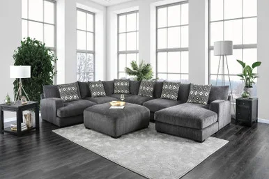 KAYLEE U-Shaped Sectional w/ Ottoman, Right Chaise / CM6587-SECT-R+OT