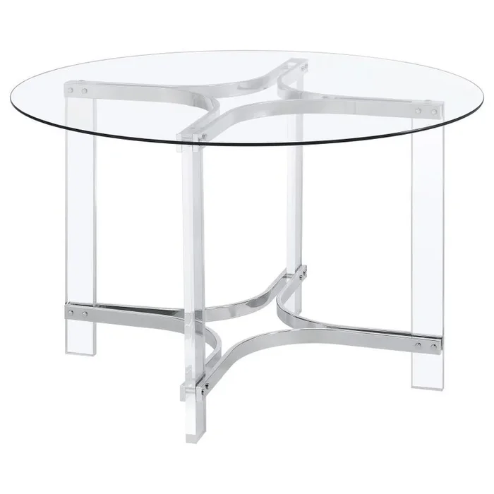 Keeling – Round Glass Top Acrylic Dining Table – Chrome