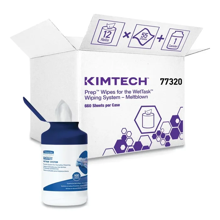 Kimtech™ Wettask System Prep Wipers For Bleach/disinfectants/sanitizers Hygienic Enclosed System Refills, W/canister, 55/rl,12 Roll/ct