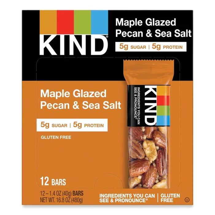 KIND Nuts And Spices Bar, Maple Glazed Pecan And Sea Salt, 1.4 Oz Bar, 12/box