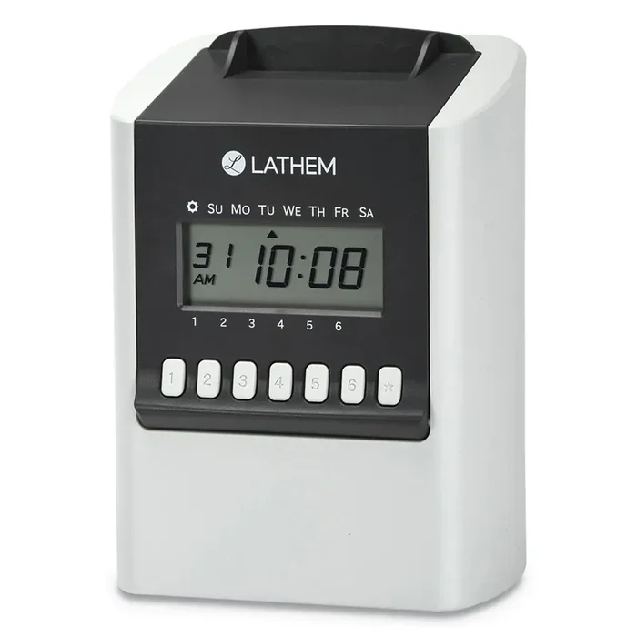 Lathem® Time 700e Calculating Time Clock, Digital Display, White