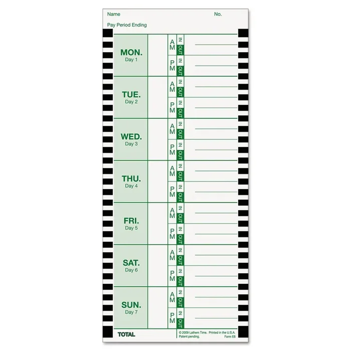 Lathem® Time Time Clock Cards For Lathem Time 800p, One Side, 4 X 9, 100/pack
