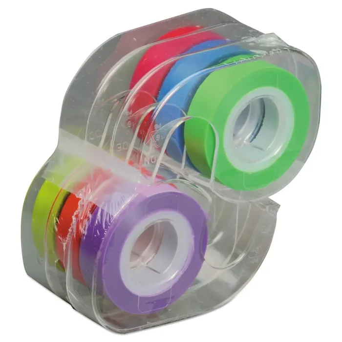 LEE Removable Highlighter Tape, 0.5″ x 720″, Assorted, 6/Pack