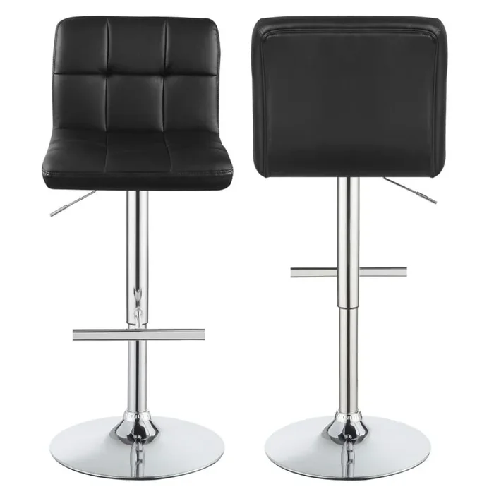 LENNY Upholstered Adjustable Bar Stool Black (Set of 2)