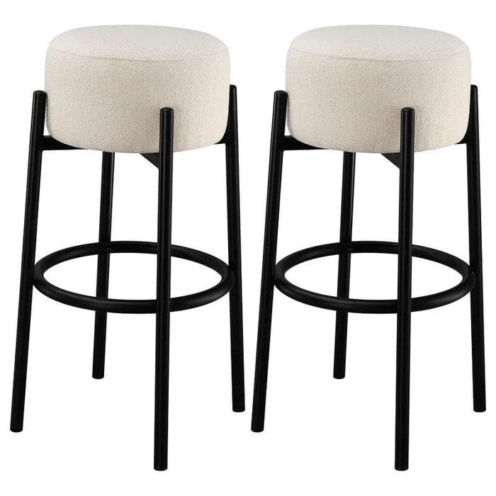 Leonard – Upholstered Backless Round Stools (Set of 2)