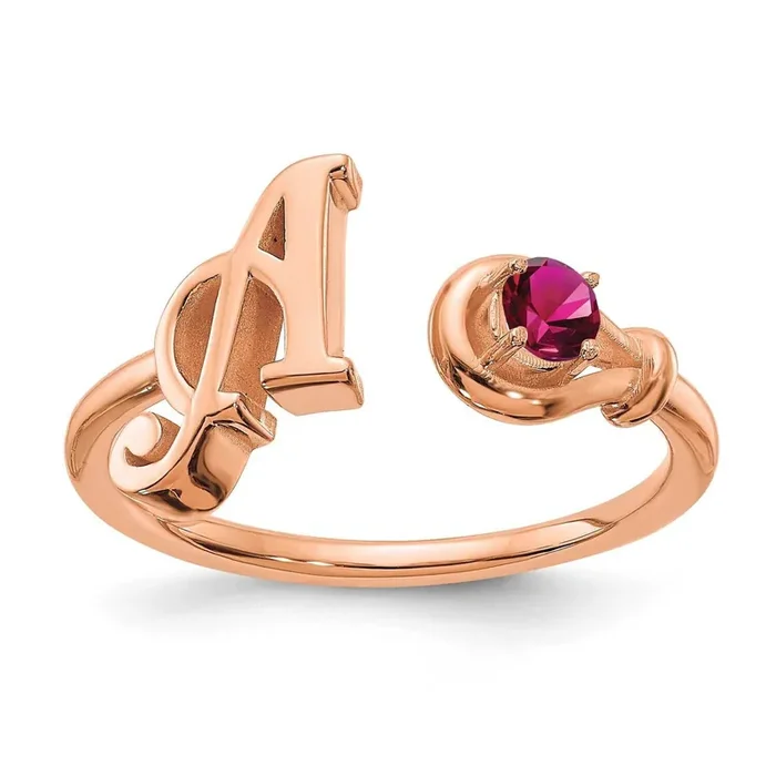 Letter Birthstone Ring 14k Rose Gold XNR81AR