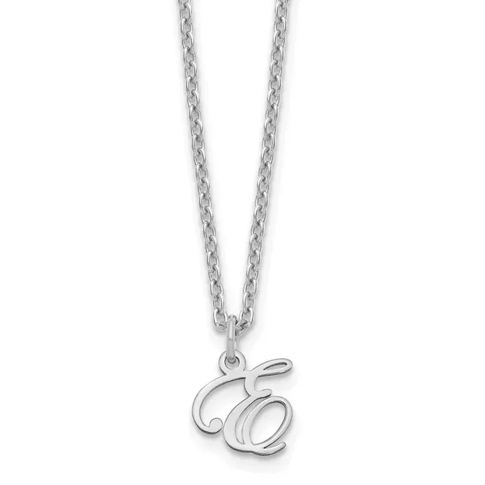 Letter E Initial Necklace Sterling Silver Rhodium-Plated XNA756SS/E