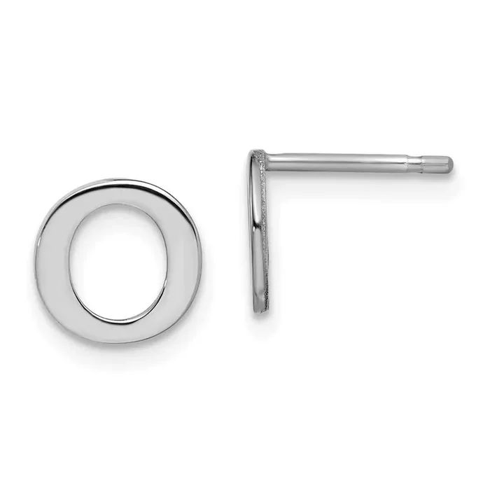 Letter O Initial Post Earrings Sterling Silver Rhodium-Plated XNE46SS/O