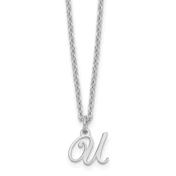 Letter U Initial Necklace Sterling Silver Rhodium-Plated XNA756SS/U