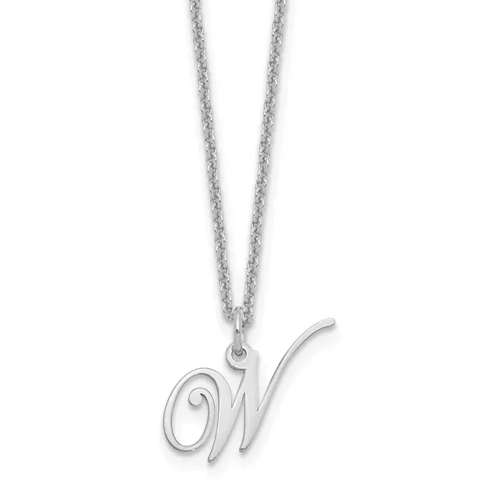 Letter W Initial Necklace Sterling Silver Rhodium-Plated XNA756SS/W