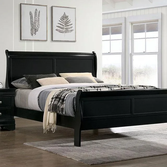 LOUIS PHILIPPE Queen Bed, Black