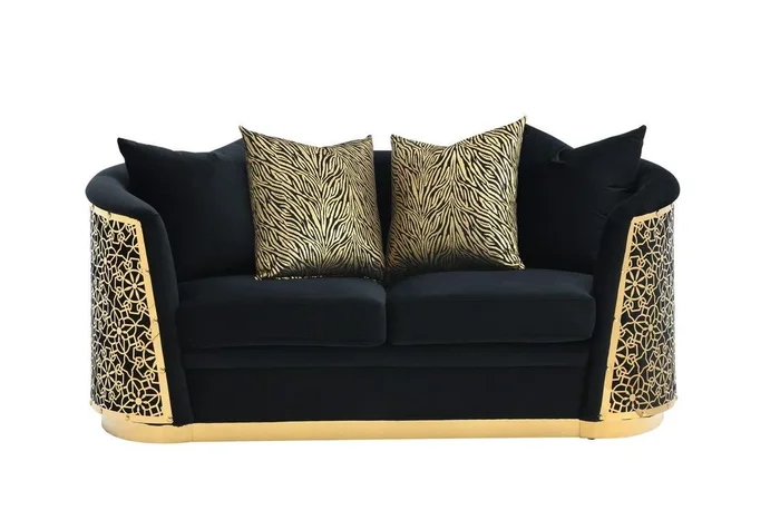 LUCIANA Upholstered Loveseat Black