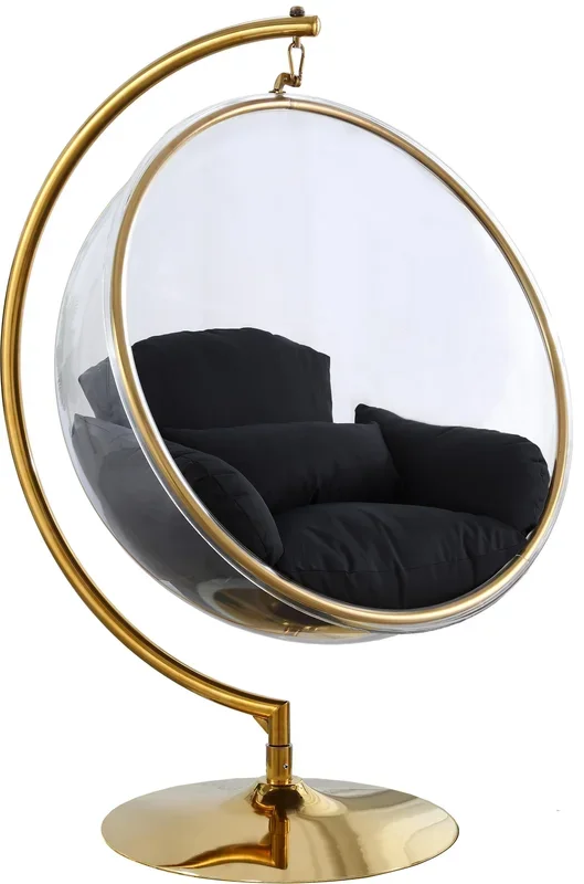 Luna Black Fabric Acrylic Swing Bubble Accent Chair (2 Boxes)